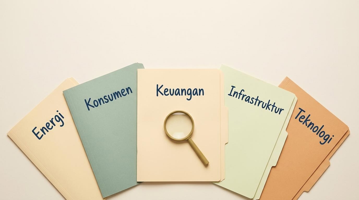 Berkas dokumen analisis sektor industri dengan grafik pertumbuhan